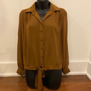 Brown sheer tie blouse from Forever 21